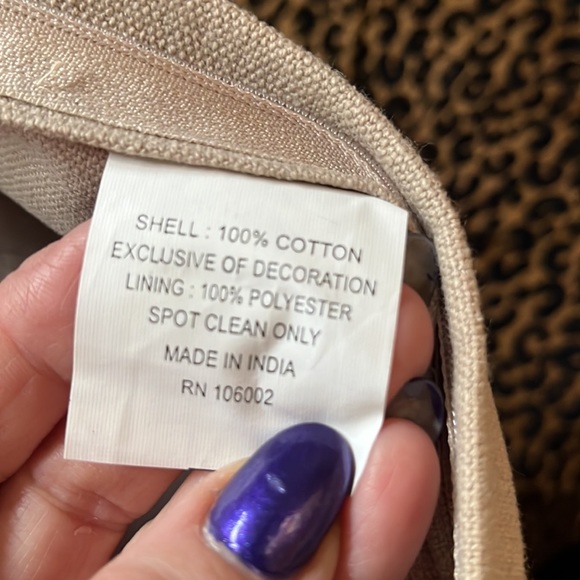 Big Beige Linen Like Material With Gold Threading Medallion Pattern Pillow - Picture 9 of 10